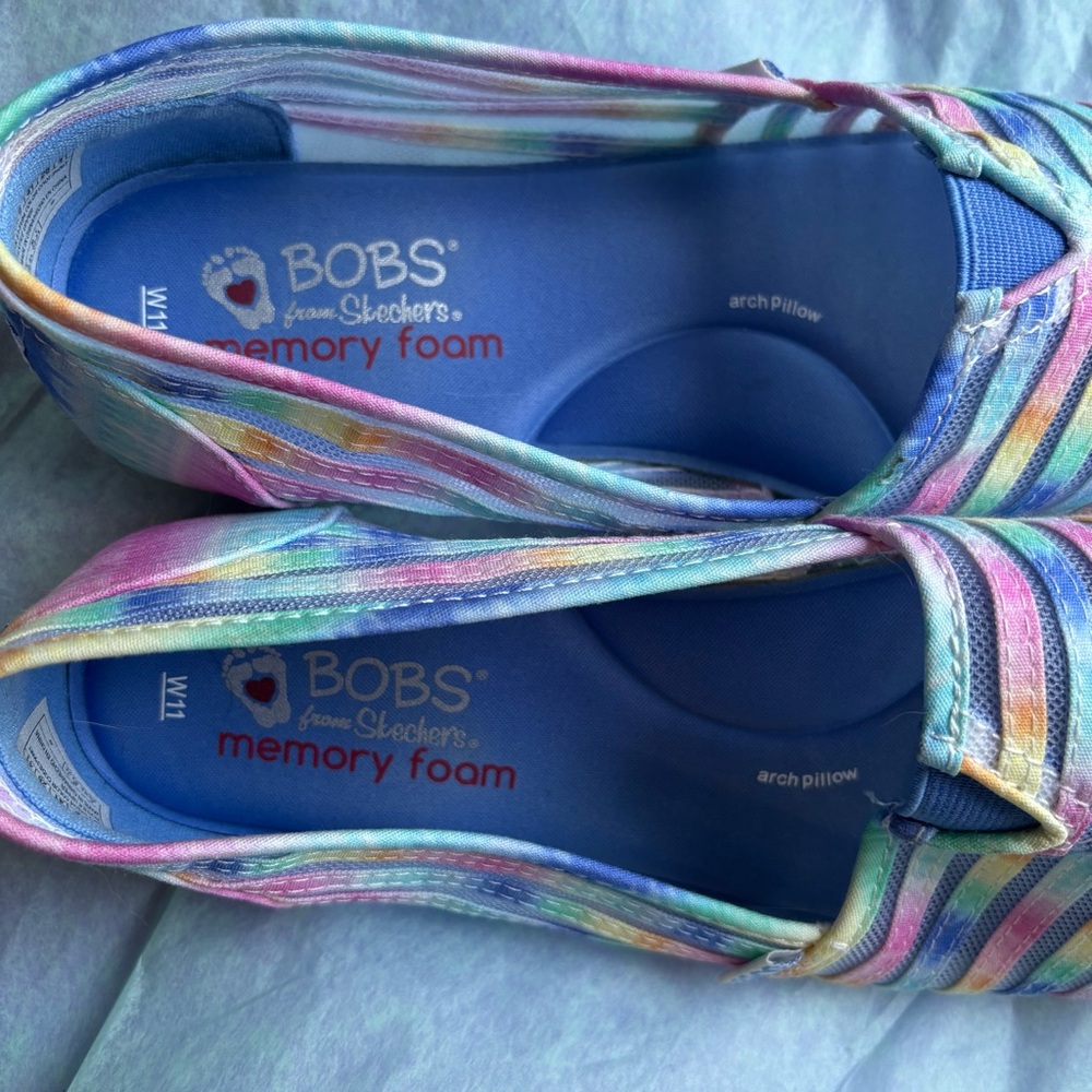 Bobs pastel rainbow mesh slip on shoes sunset feels 11 Skechers - Picture 5 of 8